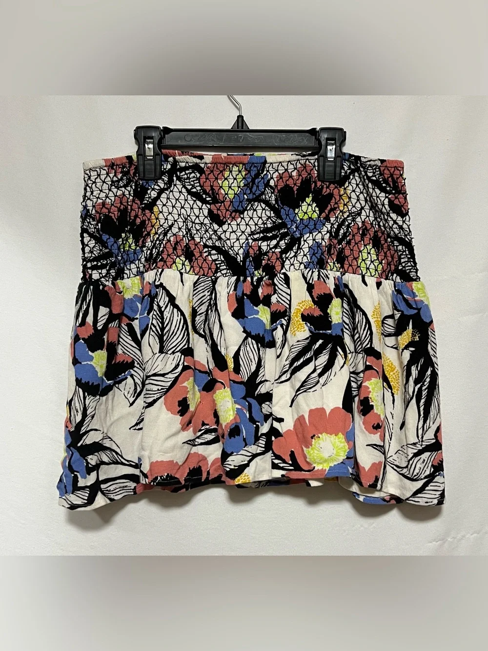 Free People LA Nights Smocked Floral Mini Skirt Summer Boho Vacation Stretchy